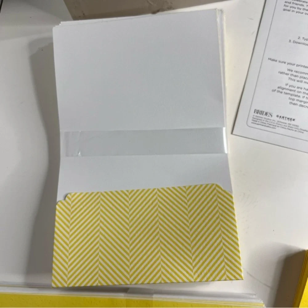 Wedding Bride & Groom Yellow & White Invitation Decoration Set New 6 Items